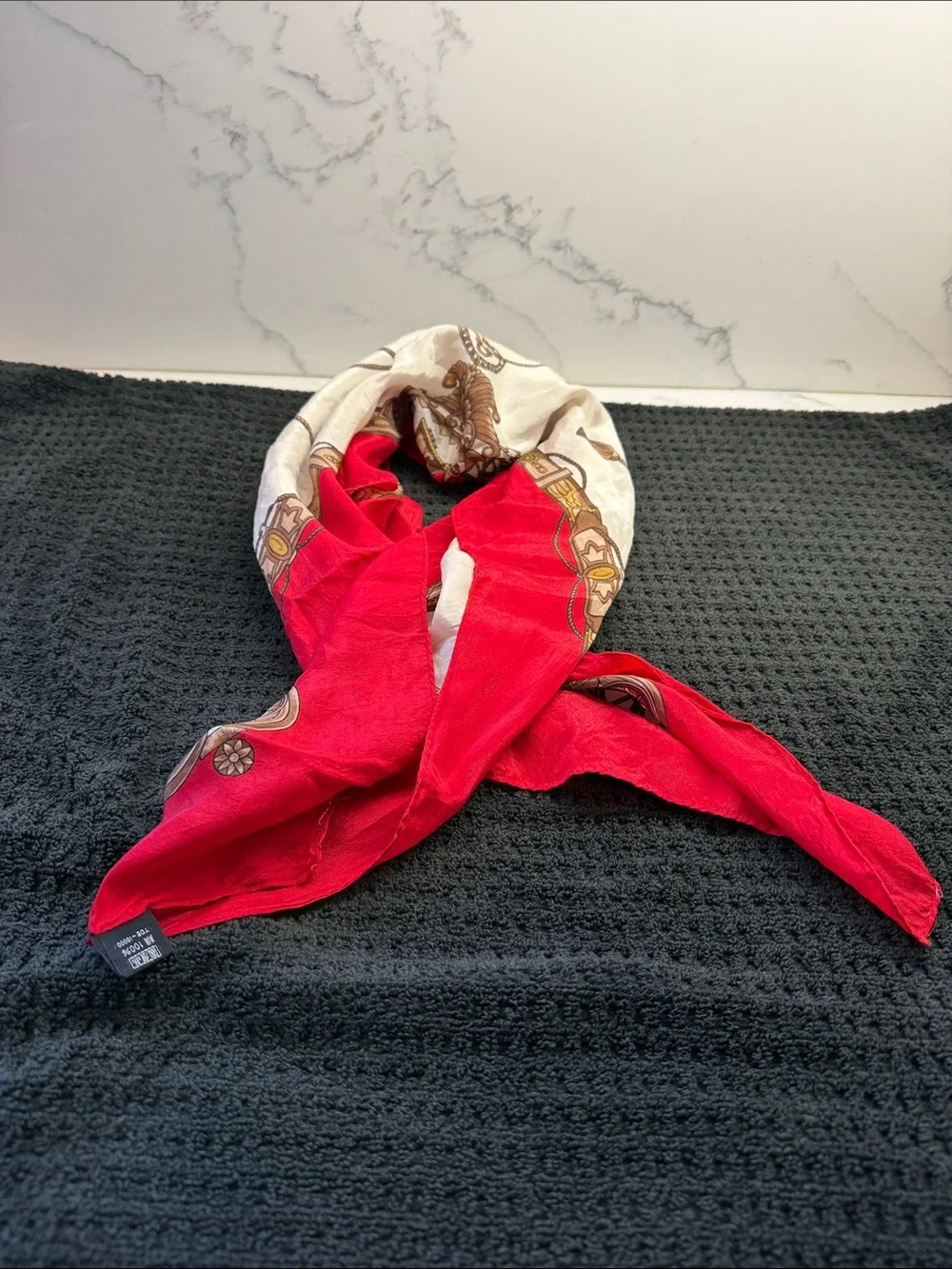 Red and Cream Patterned Women's Scarf